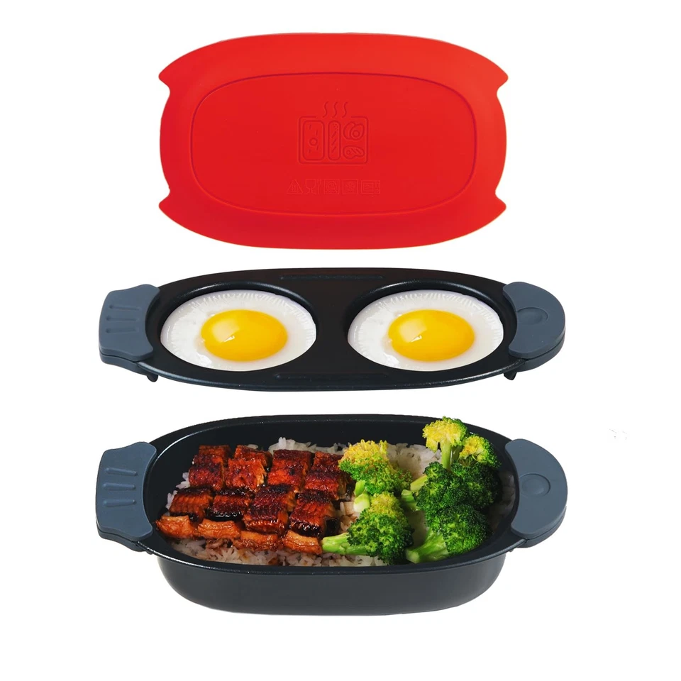 Cocina de huevos para microondas de calentamiento rápido y parrilla para microondas de 33 OZ | Combo de 2 piezas... Foto 1 de 4