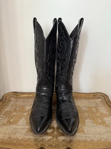 Vintage Justin Damen-Cowboystiefel schwarz Leder 7,5B - Bild 1 von 11