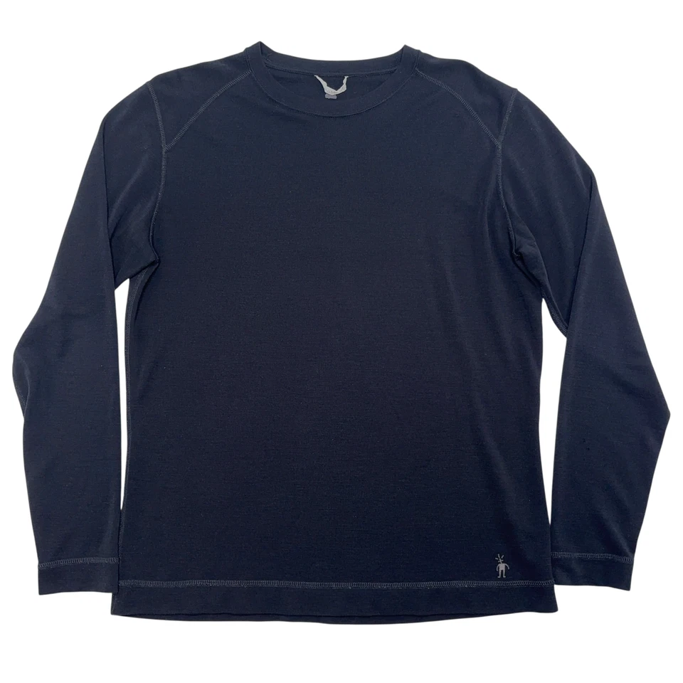 Camisa Smartwool Para Hombres Negra Manga Larga Cuello Redondo Lana Caminata Campamento Peso Medio 21.5x28 Foto 1 de 4