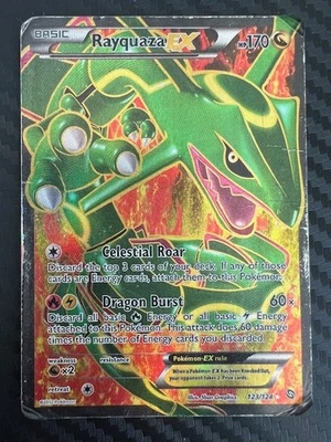 Pokémon TCG Rayquaza EX Full Art 123/124 Holo Ultra Rare XY Roaring Skies DMG - Image 1 of 2