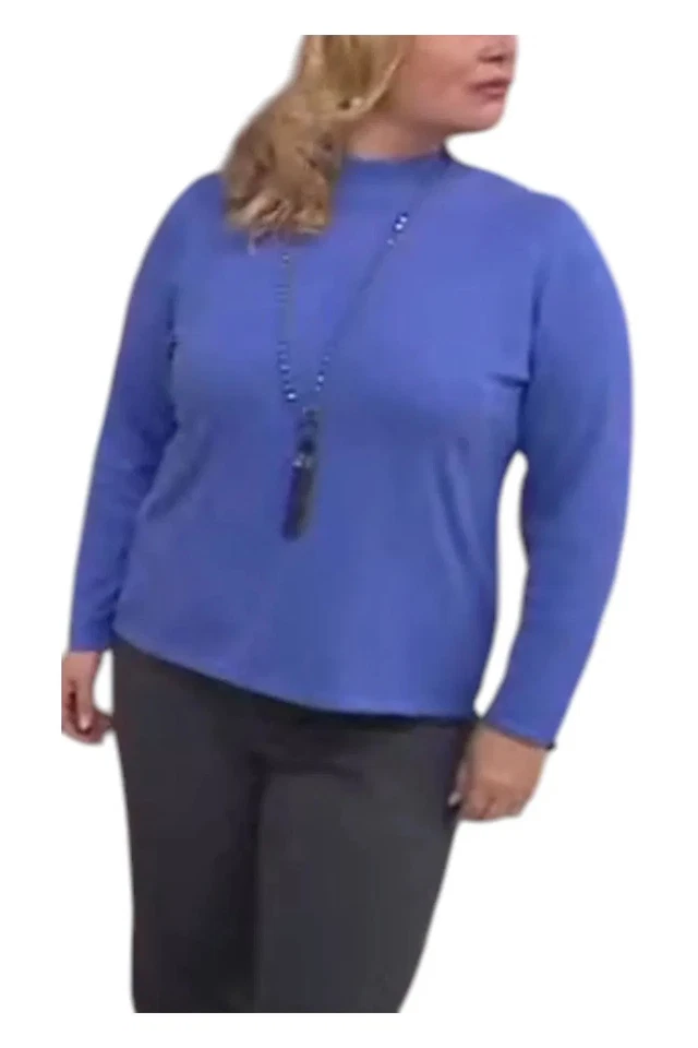 Suéter para mujer Joan Rivers manga larga simulado cuello alto periwinkle Foto 1 de 1