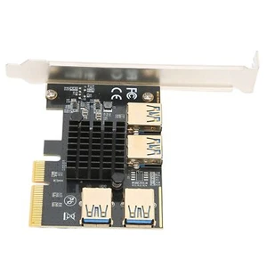 Pci‑E Riser Card Pci‑E X4 1 To 4 Pci Express 16X Slot Adapter Card Usb 3.0 - Picture 1 of 24