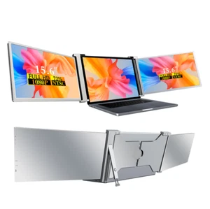 Portable Triple Screen Monitor Laptop Plug And Play Screen Extender Dual Monitor - Picture 1 of 11