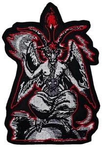 BAPHOMET | TOPPA RICAMATA CON BORDO SAGOMATO ROSSO E BIANCO - Foto 1 di 2