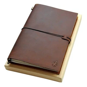 Grand Journal En Cuir – 28 X 19 cm – Le Grand Carnet De Voyage Rechargeable –... - Afbeelding 1 van 6