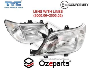 Pair LH+RH Head Light Lamp W/ Lines For Mercedes Benz Sprinter Van 2000~2003 - Picture 1 of 5