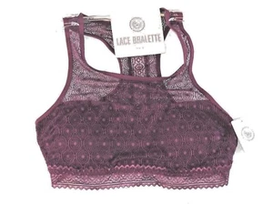 SO Damen Pflaume Spitze gepolstert Racerback Bralette Gr. M, L - Nylon, Elasthan  - Bild 1 von 5