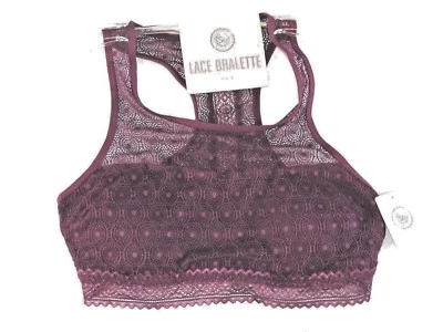 Bralette acolchado de encaje ciruela SO para mujer talla M, L - nailon, spandex  Foto 1 de 4
