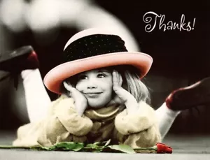 Heartworks Thank You Notes Hat Girl Blank Hallmark Note Cards - Set of 5 - Picture 1 of 2