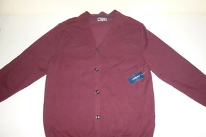 club room men's Cardigan soft knit cotton casual sweater sz: XL - dark red - Picture 1 of 7
