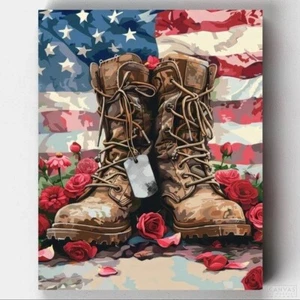 In ricordo tela militare con numeri kit pittura intermedia 20X24" Deluxe - Foto 1 di 12