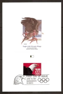 US SC # 2541 Eagle & Olympic Rings FDC. Fleetwood Proofcard Edition.  - Picture 1 of 1