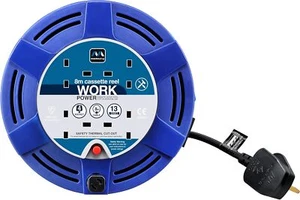 Masterplug 8m Four Socket Cassette Cable Reel, Blue – Lightweight and durable - Picture 1 of 5