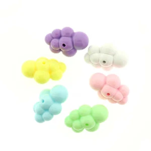 Cloud Acrylic Beads 32.5mm x 22.5mm - Assorted Pastels - 4 Beads - BD106 - Picture 1 of 1