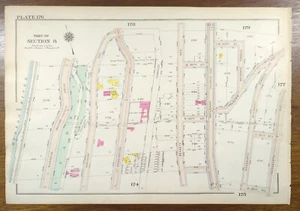 1916 WASHINGTON HEIGHTS MANHATTAN Map NEW YORK CITY NY ~ Old Antique Original - Picture 1 of 3