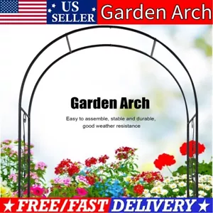 Outdoor Metal Garden Arch Green Arbor Yard Trellis For Climbing Plant Growing US - Picture 1 of 12