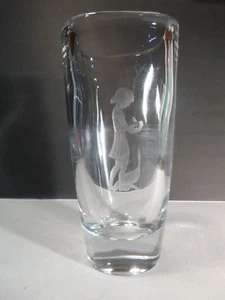 *VINTAGE* Orrefors Crystal Flower Vase 2578 Copper Wheel Etched Girl  91/4"  - Imagen 1 de 8