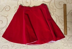 Vintage 1960s Girls Red Velvet Skating Circle Mini Skirt Size 10 Excellent Cond - Picture 1 of 9