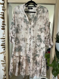 MISS VALLEY Shirt Dress Size 10 ~ 3/4 Sleeve Boho Style Button Up Valleygirl - Picture 1 of 6