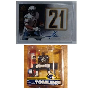 SUPER RARE 5/15 LaDainian Tomlinson pièce maillot carte dédicacée McFarlane Toys - Photo 1/14