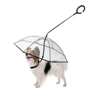 Dog Umbrella, Clear Pet Umbrella Flexible Handle Umbrella for Dog with Rope for  - Picture 1 of 12