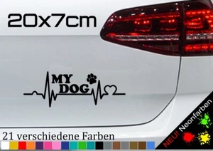 Hunde Aufkleber Pfote Herzschlag Sticker Love Dog Kleber Decal Vinyl JDM 20x7cm - Bild 1 von 6
