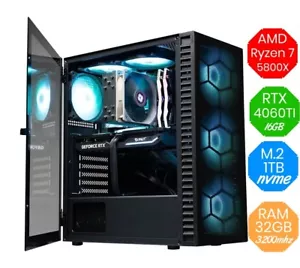 Gaming PC AMD Ryzen 7 5800X - RTX 4060TI 16GB - M.2 1TB - Ram 32GB - ARGB -Win11 - Foto 1 di 1