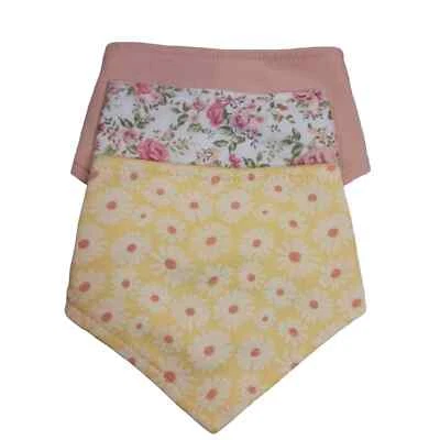 Lote de 3 baberos bebé niña tela rizo floral guardería margaritas rosas nuevos sin etiquetas Foto 1 de 4