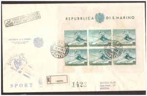 FDC VENETIA CLUB SAN MARINO 1953 - REISTE SKIFAHRERIN RACC. - Bild 1 von 1