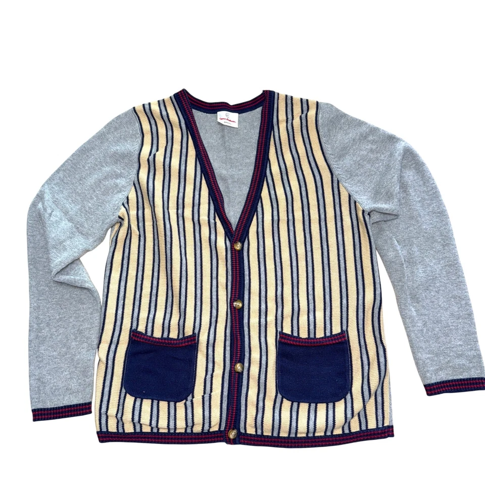 Suéter cárdigan de algodón a rayas Hanna Andersson talla 160/S adulto Foto 1 de 4