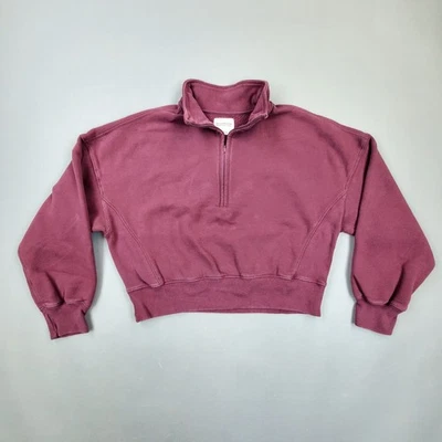 Толстовка укороченная Abercrombie Fitch Soft Max Essentials размер маленький 1/4 на молнии красная - Изображение 1 из 4