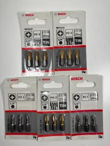 BOSCH Max Grip Bit Set PZ3 PZ1 PH2 Long Life 25mm 1/4 Inch Hex - Picture 1 of 6