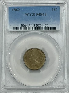 1862 1C Indian Head Cent, PCGS MS64, Nice Original Look. - Picture 1 of 4