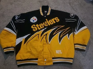 Pittsburgh Steelers Sharktooth Jacket Men's 2XL Black Saw Heavy Button NFL - Picture 1 of 20