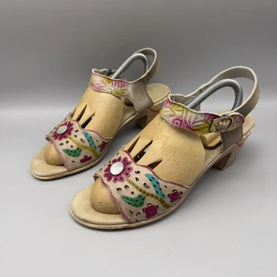 L'Artiste Spring Step Shoes Womens Size 39 Beige Isobel Floral Heeled Sandals - Image 1 of 4