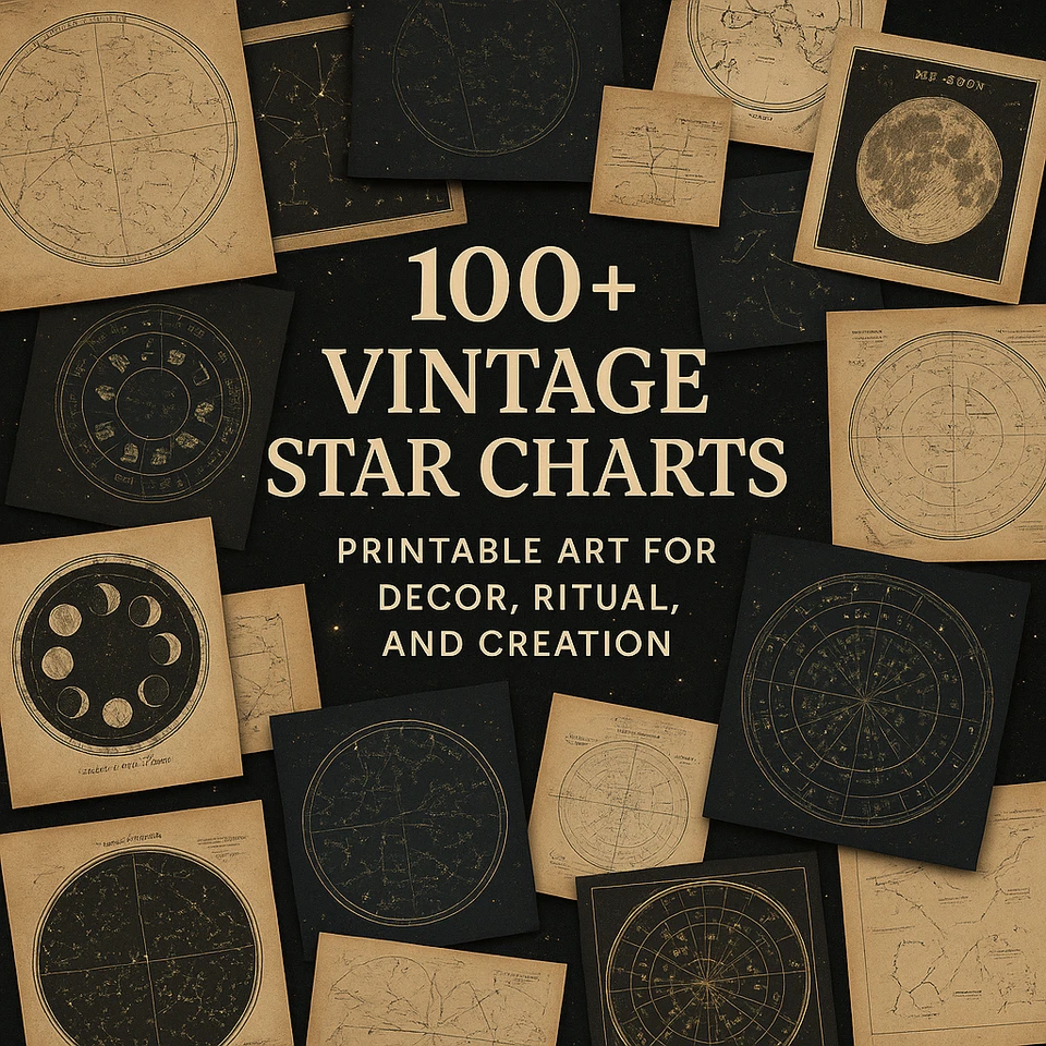 100+ винтажных звездных карт и небесных карт — художественная коллекция созвездий - Изображение 1 из 4