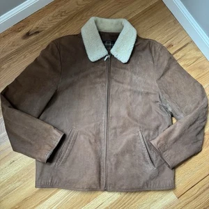 Cole Haan Country Bomber Jacket Men's Suede Leather Plaid interior Size Large - Picture 1 of 22
