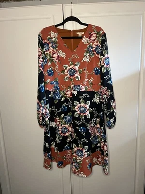 Vestido Brooks Brothers Rojo Vellón Floral Bloque de Color 12 Foto 1 de 4