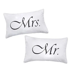 2 PIEZAS Fundas de Almohada Mr and Mrs, Fundas de Almohada para Parejas Suyas y Suyas, Románticas  - Imagen 1 de 8