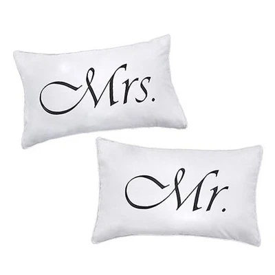 2 PIEZAS Fundas de Almohada Mr and Mrs, Fundas de Almohada para Parejas Suyas y Suyas, Románticas  Foto 1 de 4
