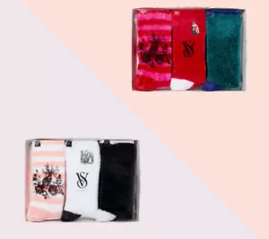 VICTORIA'S SECRET 3pack Chenille Warm Socks Sherpa Fleece Pick Color red/pinkNWT - Picture 1 of 7