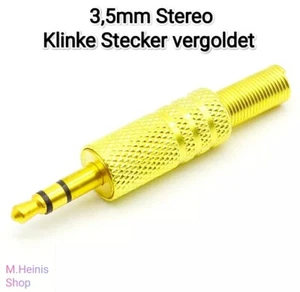 Klinkenstecker AUX Stecker Stereo Jack 3,5mm Klinke vergoldet zum löten Neu - Bild 1 von 2