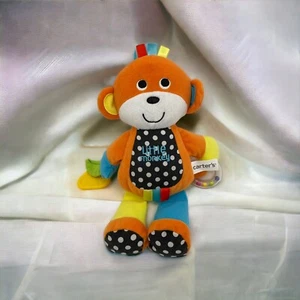 Carters Little Monkey Teether Crinkle Plush Rattle Tags Sensory Toy Stuffed - Picture 1 of 9