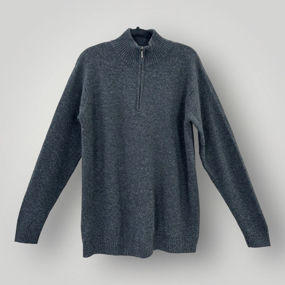 Suéter Woolovers Para Hombre Gris Medio 100% Lana Cuarto Cremallera Manga Larga Cuello Simulado Foto 1 de 4