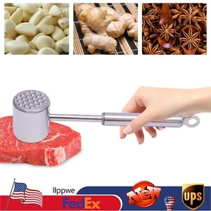 Dual Side Dishwasher Safe Meat Tenderizer Heavy Duty Meat Hammer Stainless Steel - Picture 1 of 12