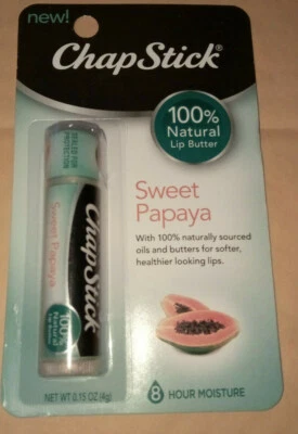 ChapStick- New 100% Natural Sweet Papaya Lip Butter .15 oz 8 hour Moisture - Image 1 of 2
