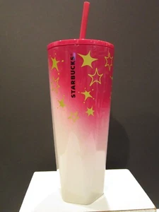 New 2024 Holiday Starbucks Venti Stainless Tumbler Pink & White Gradient Stars - Picture 1 of 7