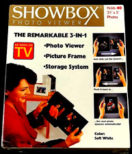 SHOWBOX Photo Viewer Picture Frame Soft White Holds 40~ 3.5 x 5" Photo Storage