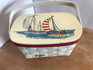 Cestino dipinto a mano con manico Saiboats foderato da Caro-Nan - Foto 1 di 8