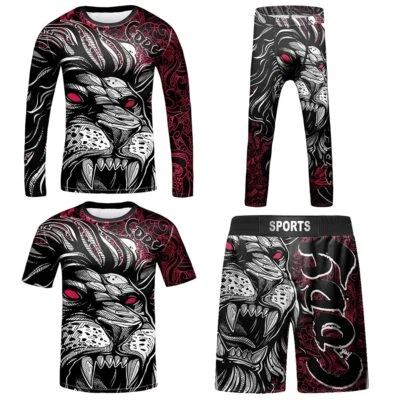 Kids BJJ Brazilian Jiu Jitsu Rashguard Shorts Combo Set For Martial Arts MMA - Image 1 of 4